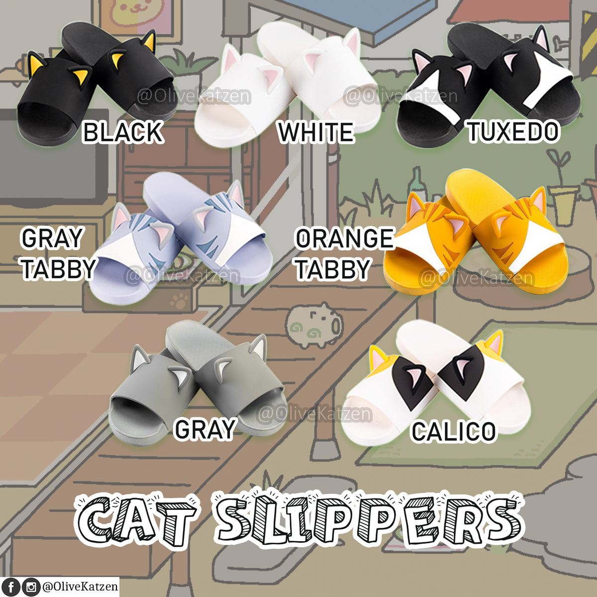 calico cat slippers