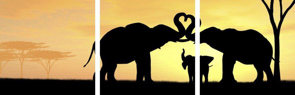 MacJac Art 3-Panel VINYL Elephants Theme Wall Art Photography Prints Model AL-41561-E