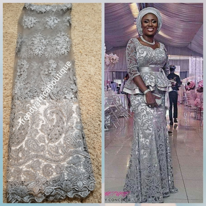 gray lace fabric