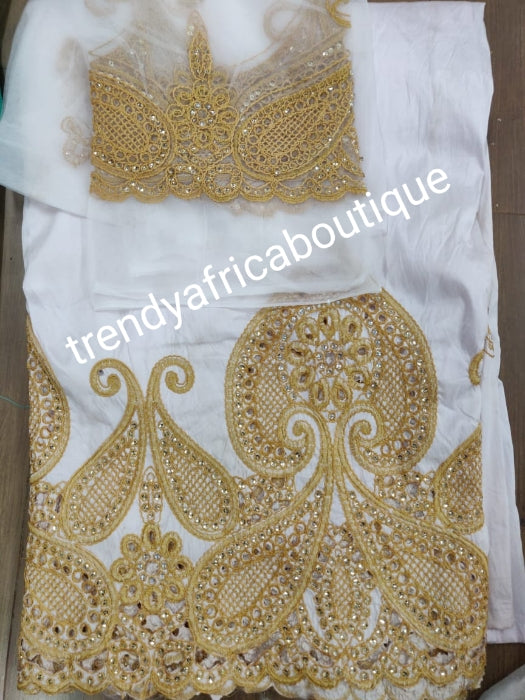 African George Fabric White and Gold