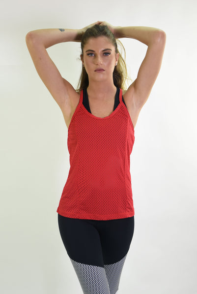 red yoga tank