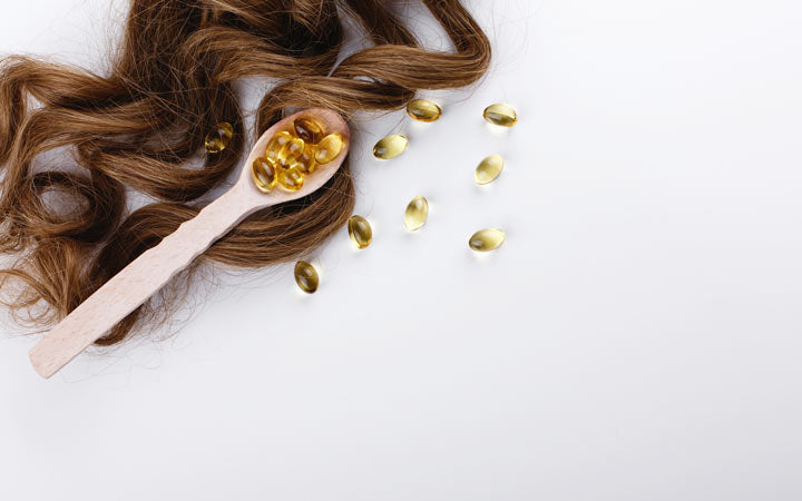 Woman hair with vitamins