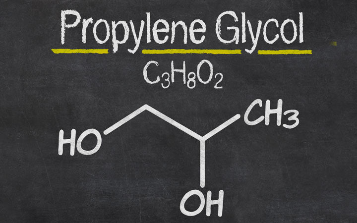 blackboard with the chemical formula of Propylene glycol