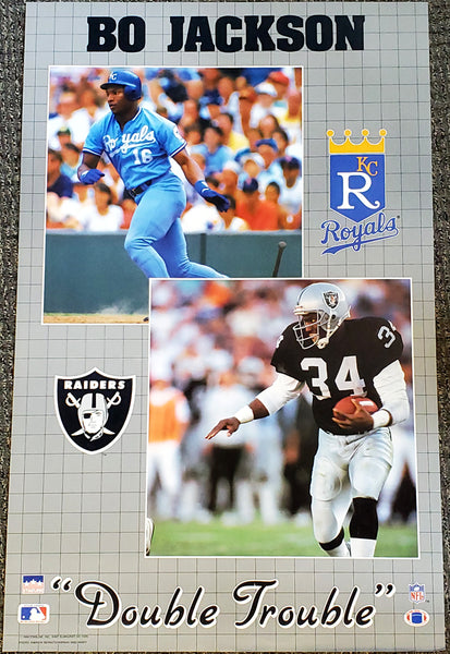Bo Jackson "Double Trouble" Kansas City Royals and LA Raiders Poster - Starline 1989