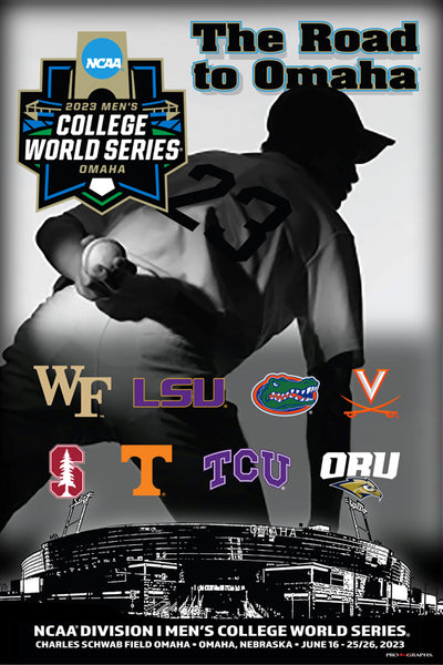 *SHIPS APPROX. 6/27* NCAA Baseball 2023 Men's College World Series Official 24x36 Event Poster - ProGraphs