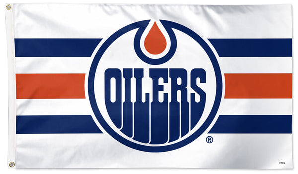 Edmonton Oilers White-Stripes-Style Official NHL Hockey Deluxe-Edition 3'x5' Flag - Wincraft