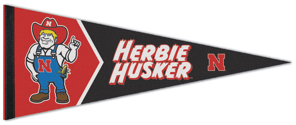 Nebraska Cornhuskers "Herbie Husker" Official NCAA Sports Team Mascot Premium Felt Pennant - Wincraft