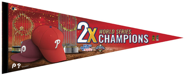 *SHIPS 6/14* Philadelphia Phillies Two-Time World Series Champions (1980, 2008) Official MLB Baseball Premium Felt Pennant - Wincraft