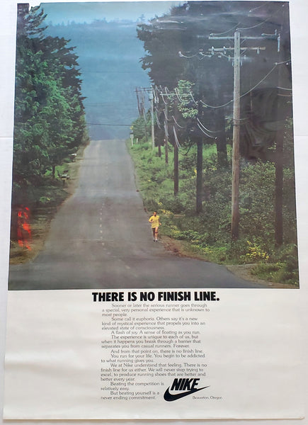 Nike Running "There Is No Finish Line" Vintage Original 1977 Poster - Nike- LAST ONE