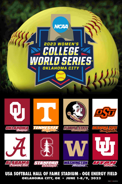 *SHIPS 6/22* NCAA Women's Softball 2023 College World Series Official 24x36 Event Poster - ProGraphs
