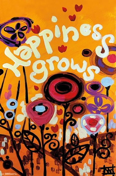 Happiness Grows Inspirational Flowers Art Wall Poster - Trends International