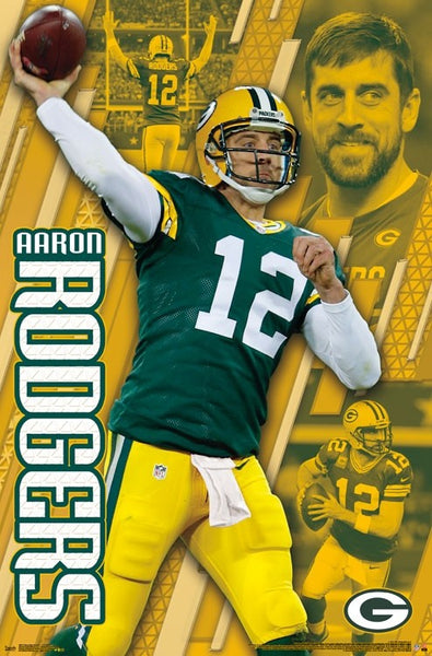 Aaron Rodgers "Golden" Green Bay Packers QB NFL Action Wall POSTER - Trends International