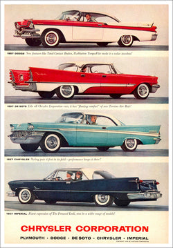 Chrysler 1957 Cars Advertising Poster Reproduction (Dodge, De Soto, Chrysler, Imperial) - Eurographics