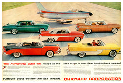 Chrysler 1956 Cars Advertising Poster Reproduction (Plymouth, Dodge, De Soto, Chrysler, Imperial) - Eurographics