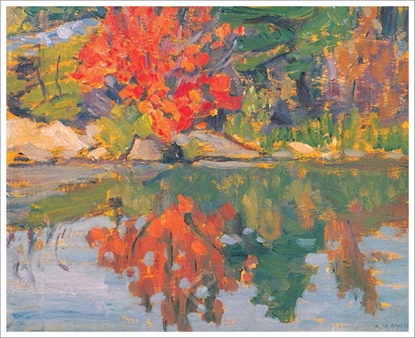 Red Trees Reflected in Lake Canadian Wilderness Art (1913) by A.Y. Jackson Group of Seven Poster Print - Eurographics