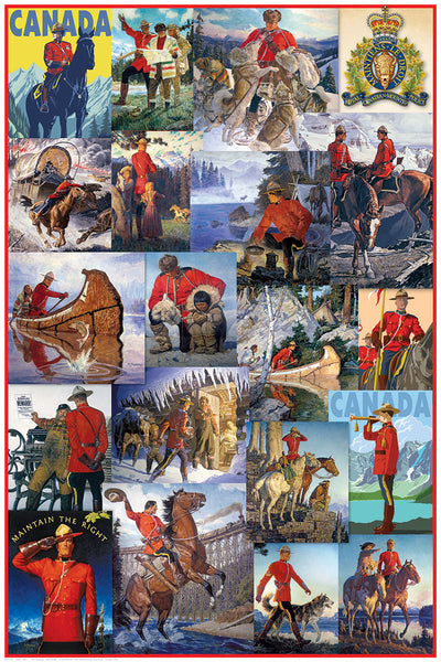 Royal Canadian Mounted Police "The Mounties" Classic Art Collage 24x36 Poster - Eurographics