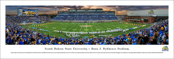 South Dakota State Jackrabbits Football Game Night Panoramic Poster Print - Blakeway Worldwide