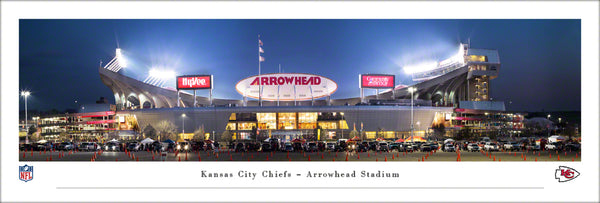 Kansas City Chiefs Arrowhead Stadium Game Night Exterior Panoramic Poster - Blakeway Worldwide 2020