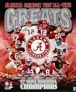 Alabama Football All-Time Greats (10 Legends, 17 Championships) Premium Poster Print - Photofile