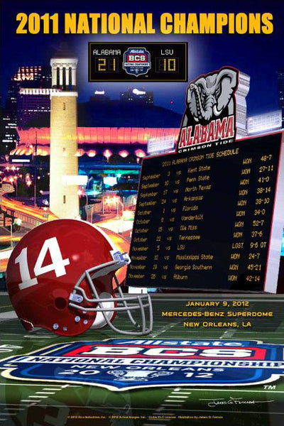 Alabama Crimson Tide 2011 NCAA Football BCS National Champions Poster - Action Images