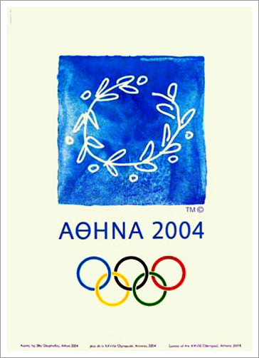 *B/O SHIPS JULY 2023* Athens Greece 2004 Summer Olympic Games Official Poster Reprint - Olympic Museum