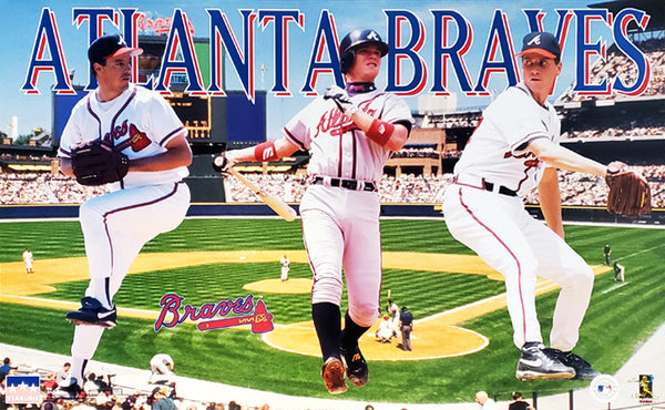 Atlanta Braves "Three Stars" (1997) Poster w/ Greg Maddux, Chipper Jones, Tom Glavine - Starline