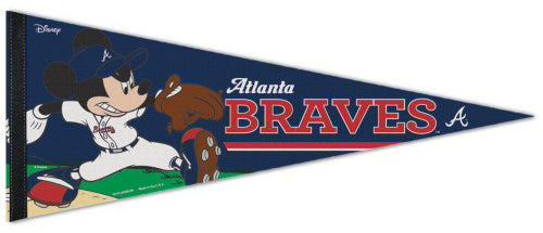 Atlanta Braves "Mickey Mouse Flamethrower" Official MLB/Disney Premium Felt Pennant - Wincraft