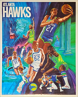 Atlanta Hawks 1970 Vintage Original NBA Basketball Theme Art Poster - ProMotions