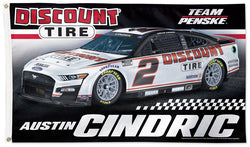 Austin Cindric Discount Tire #2 Official NASCAR Deluxe 3'x5' Banner Flag - Wincraft