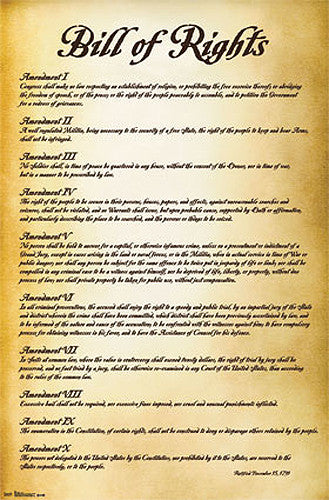 The Bill of Rights (First Ten Amendments to the United States Constitution) Poster - Trends International