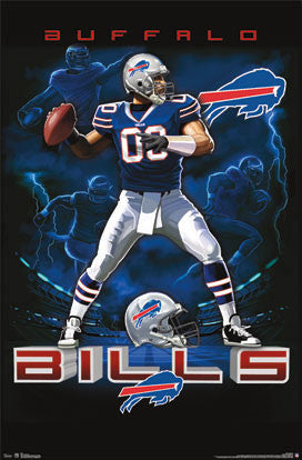 Buffalo Bills "On Fire" NFL Theme Art Poster by Liquid Blue - Costacos Sports