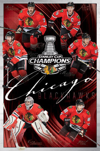 Chicago Blackhawks 2015 Stanley Cup Champs 6 Player Commemorative Post