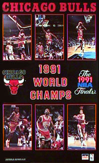 Chicago Bulls 1991 NBA Champions 6-Player Commemorative Poster - Starline