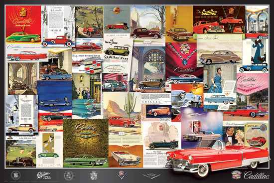 Cadillac Vintage Classic Car Ad Collage Poster - Eurographics