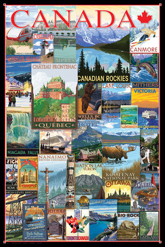 Canada Vintage Travel Posters Collage (31 Reproductions) 24x36 Poster - Eurographics