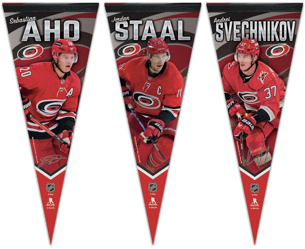 Carolina Hurricanes Superstars Premium Felt Collector's Pennants (Sebastian Aho, Jordan Staal, Andrei Svechnikov) - Wincraft