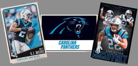 COMBO: Carolina Panthers NFL Football 3-Poster Combo (Moore, McCaffrey, Logo Posters)