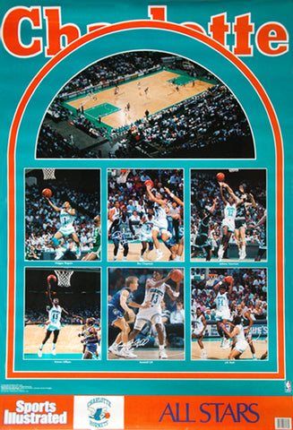Charlotte Hornets "Superstars 1990" Vintage Original Sports Illustrated NBA Poster - Marketcom