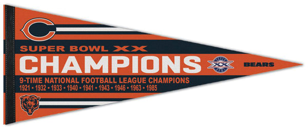 Chicago Bears 9-Time NFL Champions Premium Felt Collector's Pennant - Wincraft