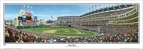 Cleveland Indians Progressive Field First Pitch (1994) Panoramic Poster Print - Everlasting Images