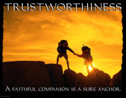 Rock Climbing "Trustworthiness" (Teamwork) Motivational Inspirational Poster - Jaguar