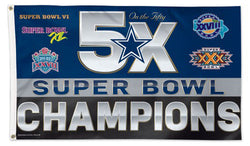 Dallas Cowboys 5-Time Super Bowl Champions Giant Historical Deluxe 3'x5' FLAG - Wincraft