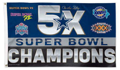 Dallas Cowboys 5-Time Super Bowl Champions Giant Historical Deluxe 3'x5' FLAG - Wincraft