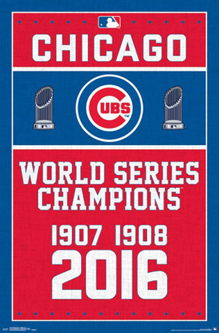 Chicago Cubs 3-Time World Series Champions Commemorative Poster - Trends International 2016