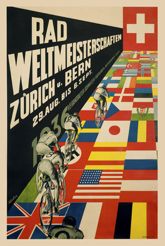 1936 Cycling World Championships Vintage Event Poster Reprint - The Horton Collection