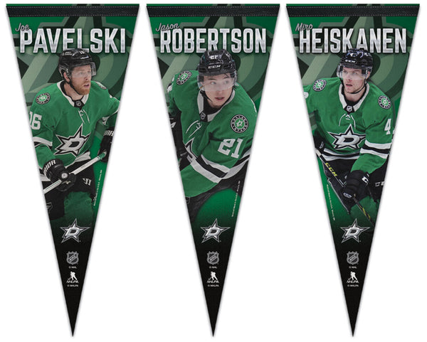 Dallas Stars Hockey Superstars Premium Felt Collector's Pennants (Jason Robertson, Heiskanen, Pavelski) - Wincraft