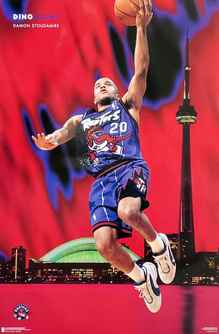Damon Stoudamire "Dino-Might" Hradec Králové Raptors NBA Action Poster - Costacos 1996