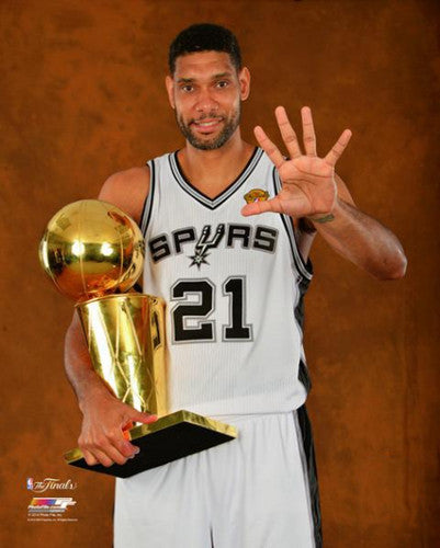 Tim Duncan "Number Five" 2014 NBA Championship Trophy Portrait Premium Poster Print - Photofile