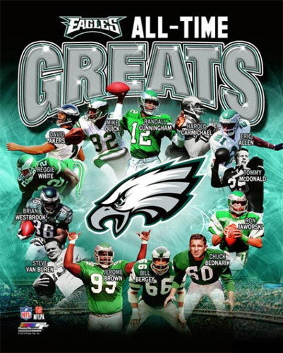 Philadelphia Eagles "All-Time Greats" (14 Legends) Premium Commemorative Print - Photofile