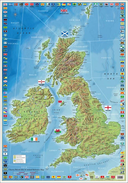 The Ultimate British Isles and Ireland Wall Map Poster w/120 County Flags - Chartex(UK)